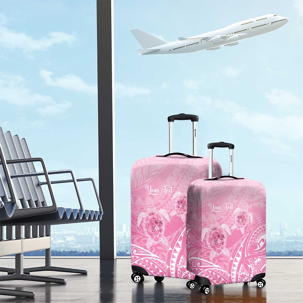 Personalised Polynesia Breast Cancer Awareness Luggage Cover No One Fights Alone Turtle Ribbon - Pink Version LT14 - Polynesian Pride