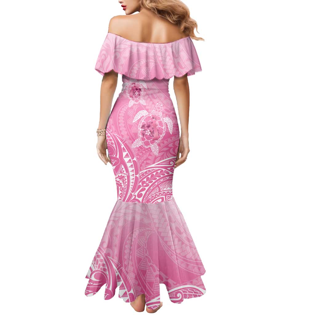Personalised Polynesia Breast Cancer Awareness Mermaid Dress No One Fights Alone Turtle Ribbon - Pink Version LT14 - Polynesian Pride