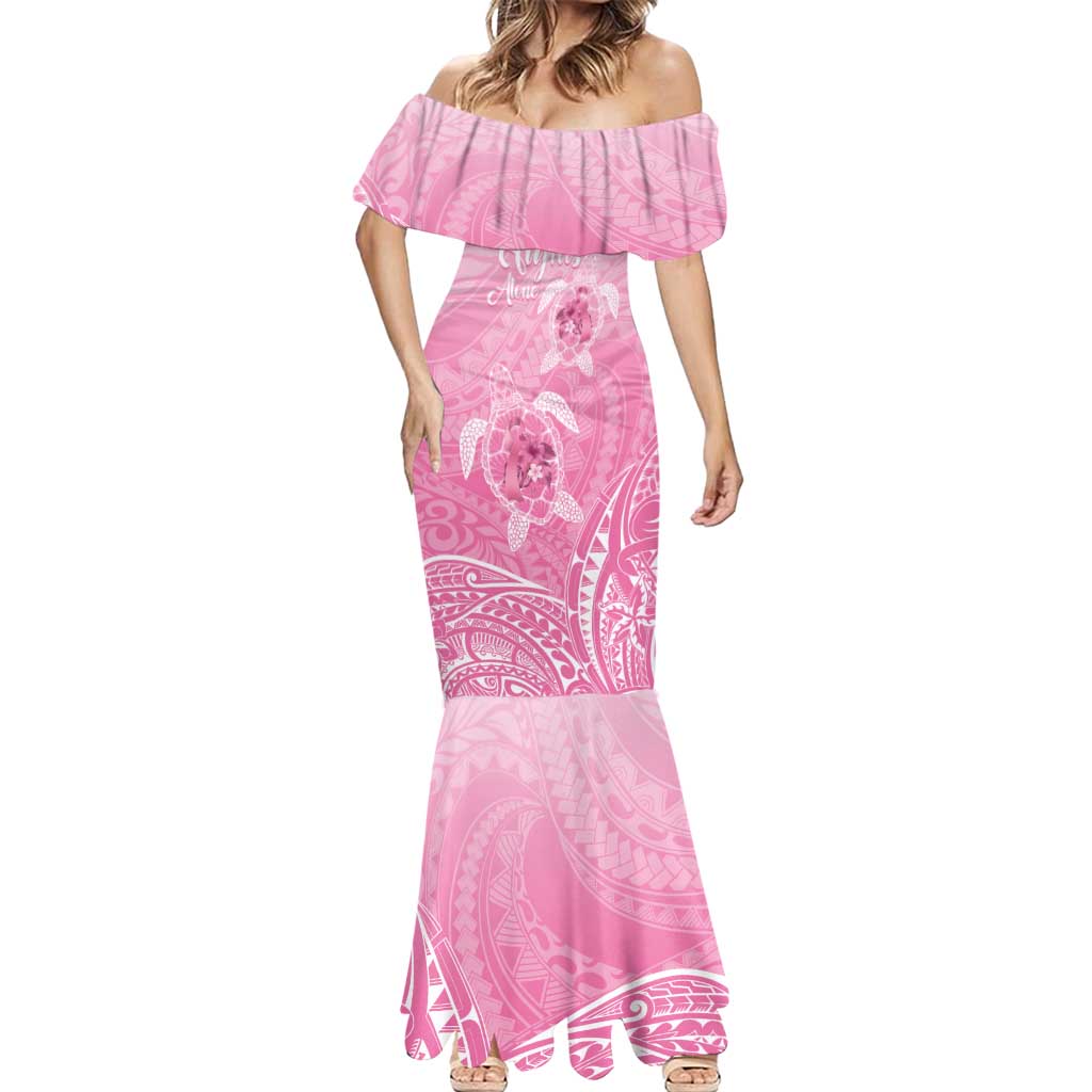 Personalised Polynesia Breast Cancer Awareness Mermaid Dress No One Fights Alone Turtle Ribbon - Pink Version LT14 - Polynesian Pride
