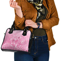 Personalised Polynesia Breast Cancer Awareness Shoulder Handbag No One Fights Alone Turtle Ribbon - Pink Version