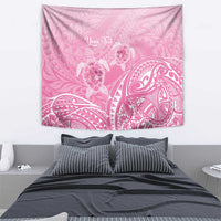 Personalised Polynesia Breast Cancer Awareness Tapestry No One Fights Alone Turtle Ribbon - Pink Version