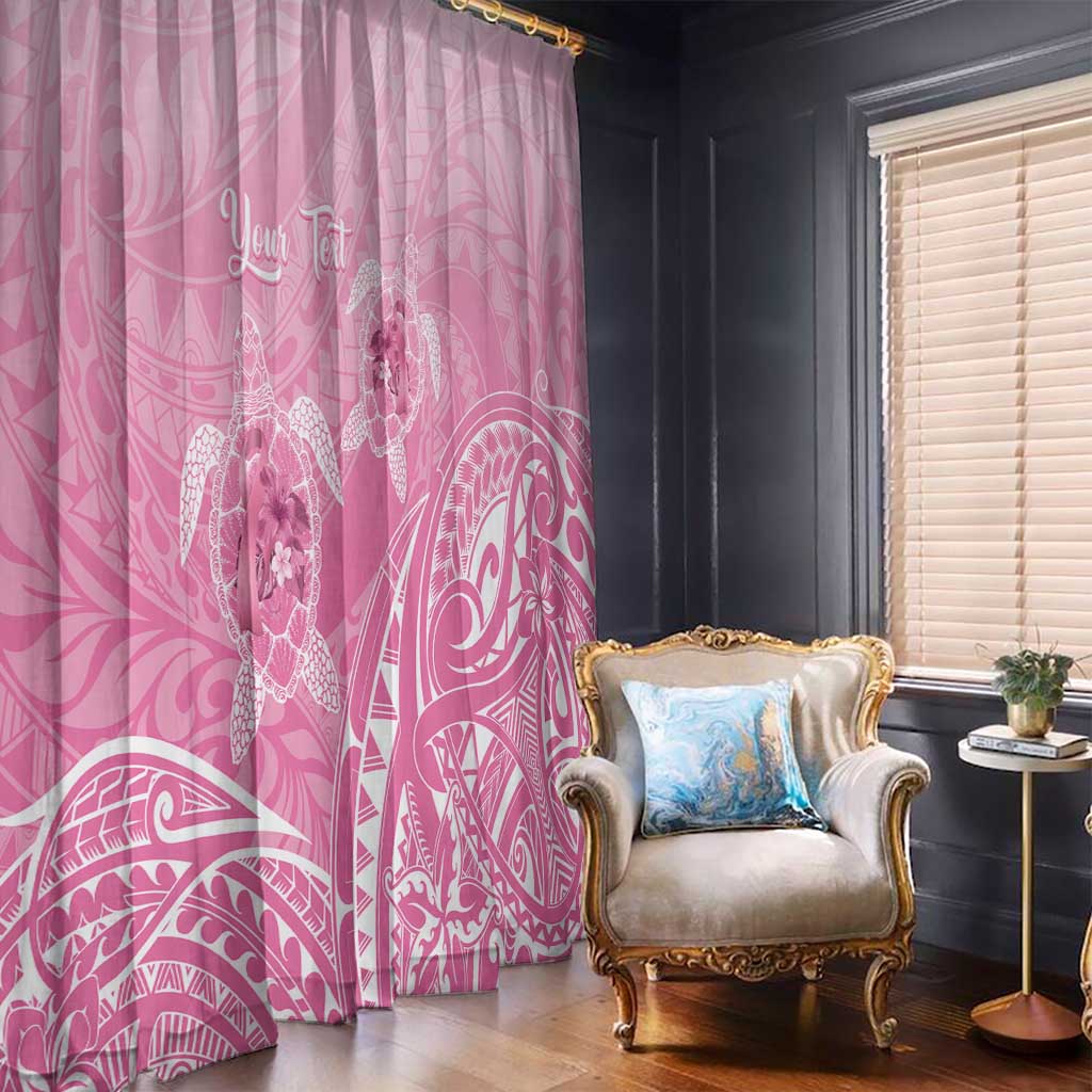 Personalised Polynesia Breast Cancer Awareness Window Curtain No One Fights Alone Turtle Ribbon - Pink Version