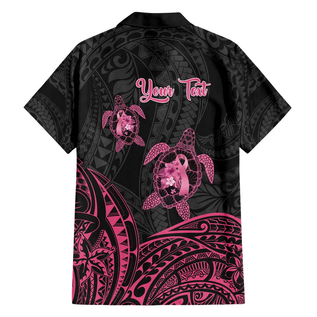 Personalised Polynesia Breast Cancer Awareness Family Matching Long Sleeve Bodycon Dress and Hawaiian Shirt No One Fights Alone Turtle Ribbon - Black Version LT14 - Polynesian Pride
