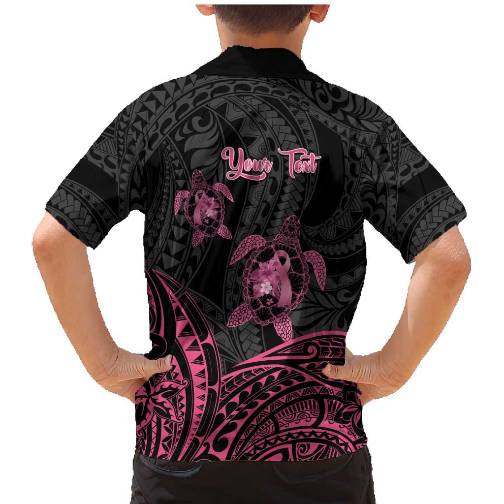 Personalised Polynesia Breast Cancer Awareness Family Matching Mermaid Dress and Hawaiian Shirt No One Fights Alone Turtle Ribbon - Black Version LT14 - Polynesian Pride