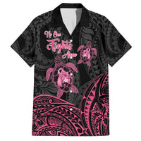Personalised Polynesia Breast Cancer Awareness Family Matching Short Sleeve Bodycon Dress and Hawaiian Shirt No One Fights Alone Turtle Ribbon - Black Version LT14 Dad's Shirt - Short Sleeve Black - Polynesian Pride