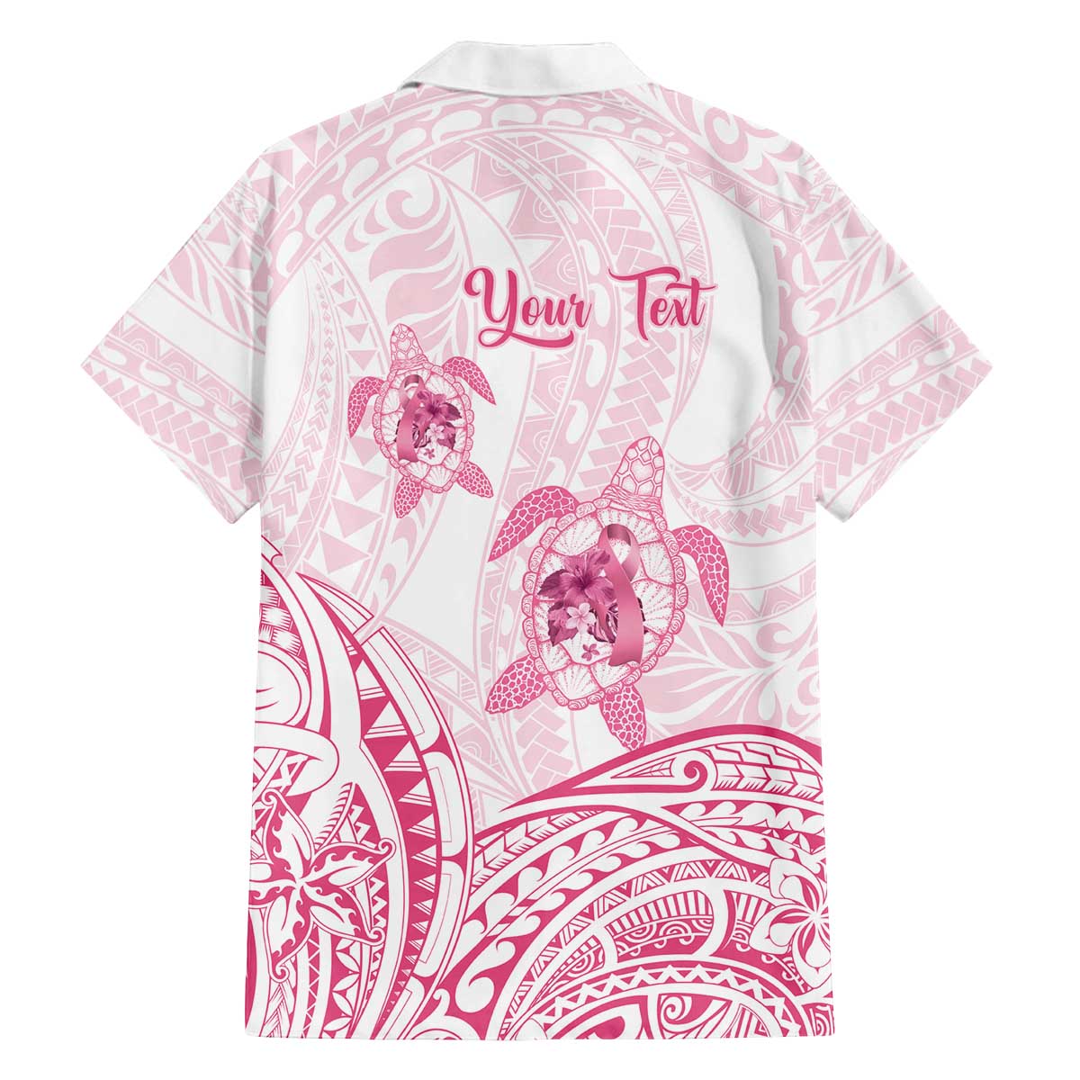 Personalised Polynesia Breast Cancer Awareness Family Matching Off The Shoulder Long Sleeve Dress and Hawaiian Shirt No One Fights Alone Turtle Ribbon - White Version LT14 - Polynesian Pride