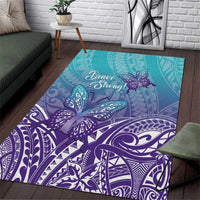 Polynesia Suicide Prevention Month Area Rug Butterfly Purple And Teal Ribbon Tomorrow Needs You LT14 Teal - Polynesian Pride