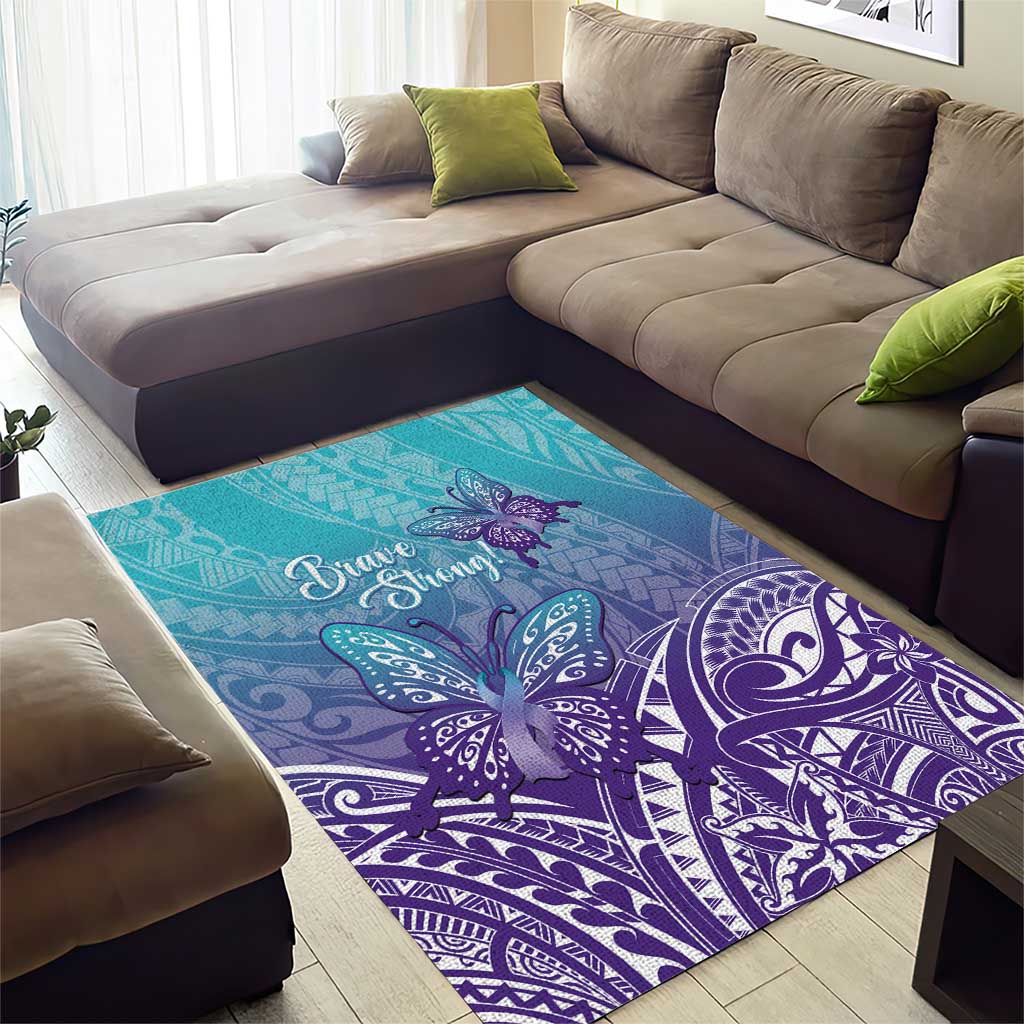 Polynesia Suicide Prevention Month Area Rug Butterfly Purple And Teal Ribbon Tomorrow Needs You LT14 - Polynesian Pride