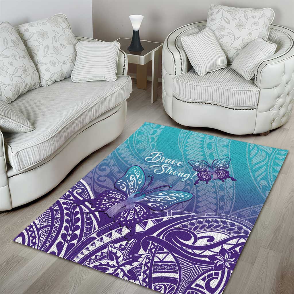 Polynesia Suicide Prevention Month Area Rug Butterfly Purple And Teal Ribbon Tomorrow Needs You LT14 - Polynesian Pride