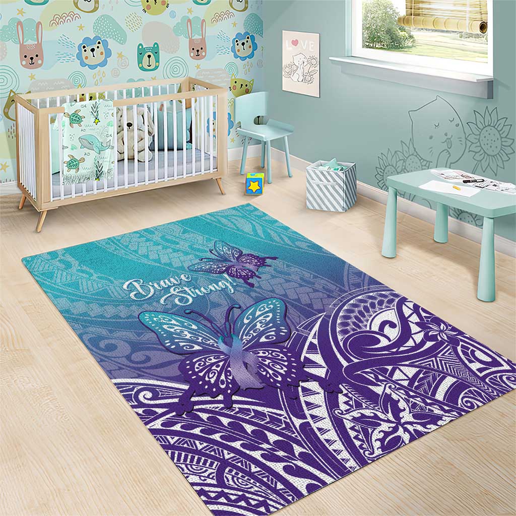 Polynesia Suicide Prevention Month Area Rug Butterfly Purple And Teal Ribbon Tomorrow Needs You LT14 - Polynesian Pride