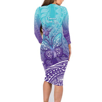 Polynesia Suicide Prevention Month Family Matching Long Sleeve Bodycon Dress and Hawaiian Shirt Butterfly Purple And Teal Ribbon Tomorrow Needs You LT14 - Polynesian Pride
