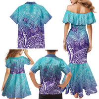 Polynesia Suicide Prevention Month Family Matching Mermaid Dress and Hawaiian Shirt Butterfly Purple And Teal Ribbon Tomorrow Needs You LT14 - Polynesian Pride