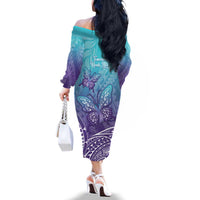 Polynesia Suicide Prevention Month Family Matching Off The Shoulder Long Sleeve Dress and Hawaiian Shirt Butterfly Purple And Teal Ribbon Tomorrow Needs You LT14 - Polynesian Pride
