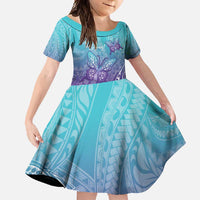 Polynesia Suicide Prevention Month Family Matching Summer Maxi Dress and Hawaiian Shirt Butterfly Purple And Teal Ribbon Tomorrow Needs You LT14 Daughter's Dress Teal - Polynesian Pride