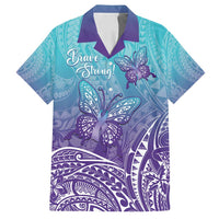 Polynesia Suicide Prevention Month Family Matching Summer Maxi Dress and Hawaiian Shirt Butterfly Purple And Teal Ribbon Tomorrow Needs You LT14 Dad's Shirt - Short Sleeve Teal - Polynesian Pride