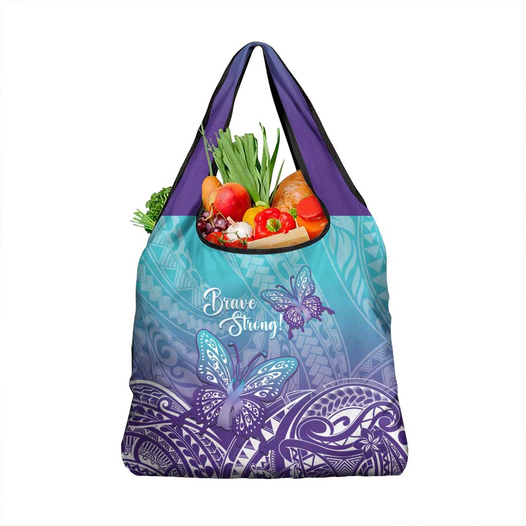 Polynesia Suicide Prevention Month Grocery Bag Butterfly Purple And Teal Ribbon Tomorrow Needs You LT14 1-pack One Size Teal - Polynesian Pride