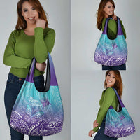 Polynesia Suicide Prevention Month Grocery Bag Butterfly Purple And Teal Ribbon Tomorrow Needs You LT14 - Polynesian Pride