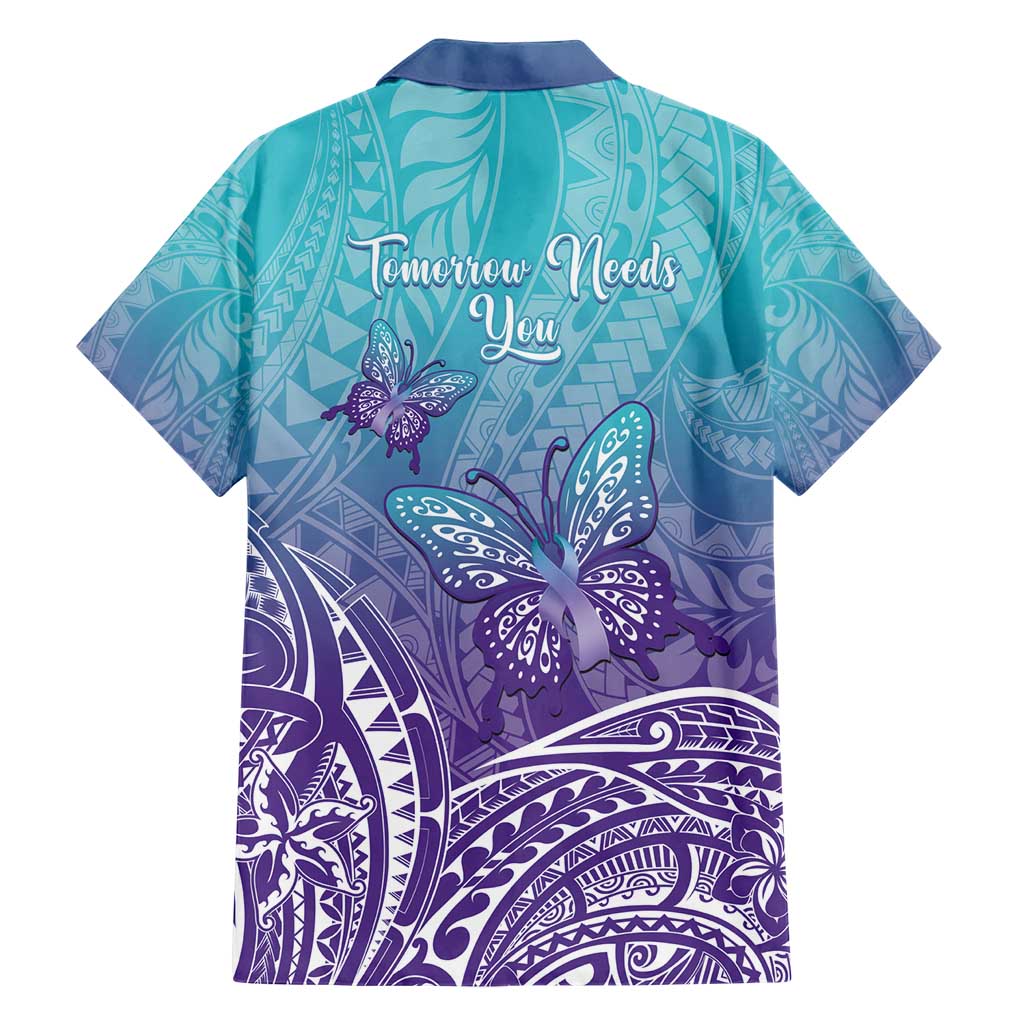 Polynesia Suicide Prevention Month Hawaiian Shirt Butterfly Purple And Teal Ribbon Tomorrow Needs You LT14 - Polynesian Pride