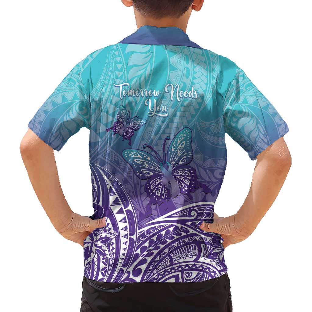 Polynesia Suicide Prevention Month Hawaiian Shirt Butterfly Purple And Teal Ribbon Tomorrow Needs You LT14 - Polynesian Pride
