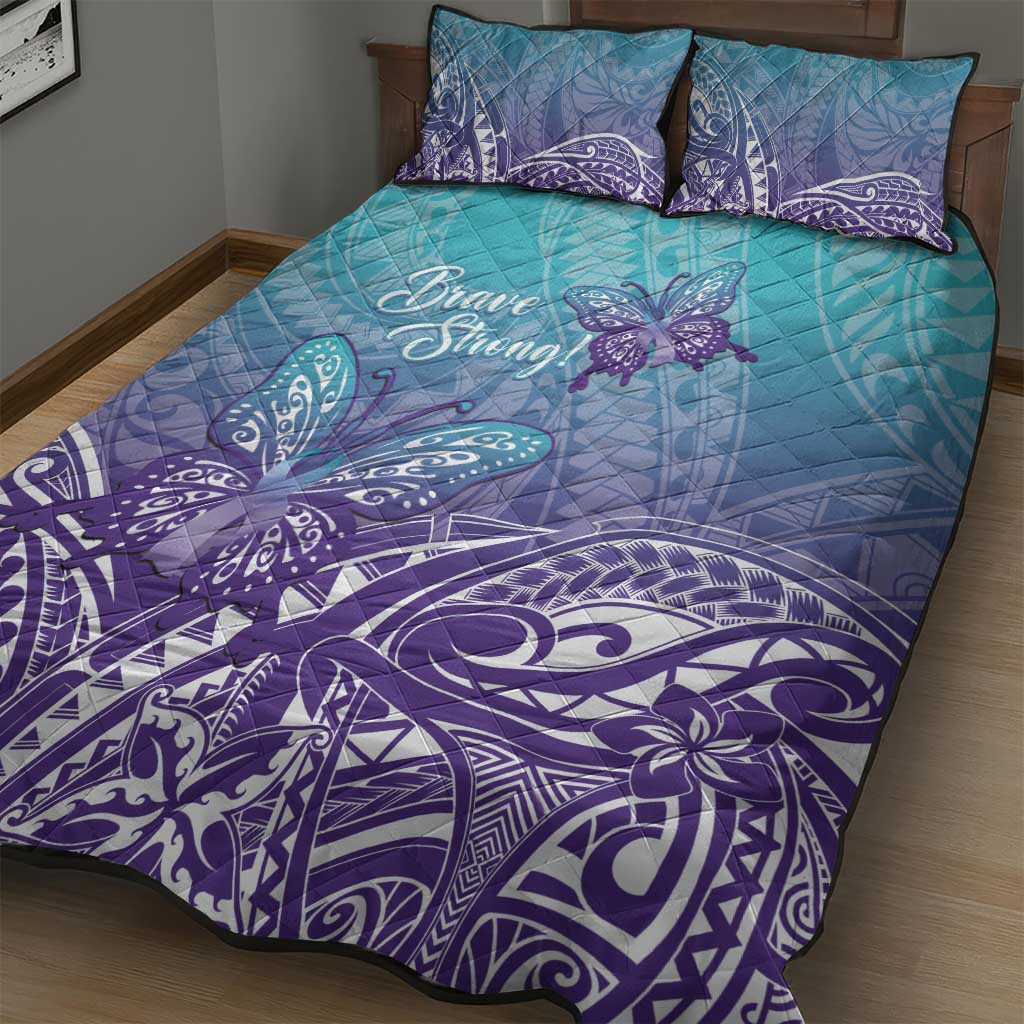 Polynesia Suicide Prevention Month Quilt Bed Set Butterfly Purple And Teal Ribbon Tomorrow Needs You LT14 - Polynesian Pride
