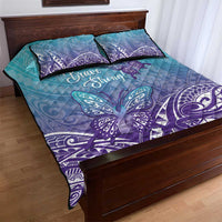Polynesia Suicide Prevention Month Quilt Bed Set Butterfly Purple And Teal Ribbon Tomorrow Needs You LT14 - Polynesian Pride