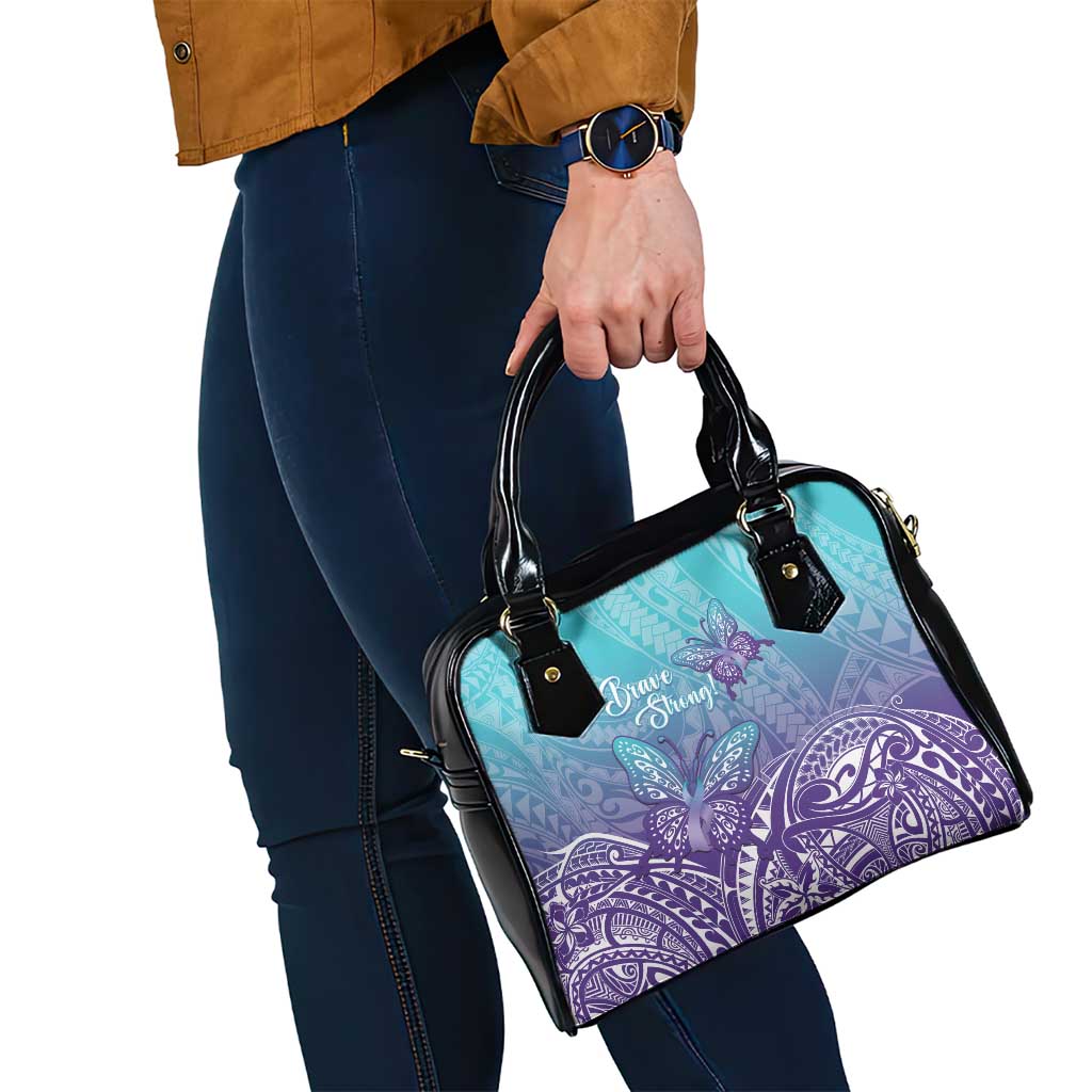 Polynesia Suicide Prevention Month Shoulder Handbag Butterfly Purple And Teal Ribbon Tomorrow Needs You