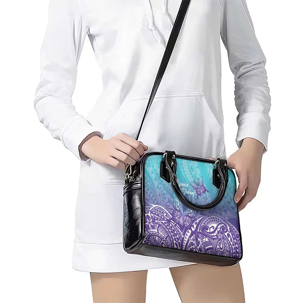 Polynesia Suicide Prevention Month Shoulder Handbag Butterfly Purple And Teal Ribbon Tomorrow Needs You