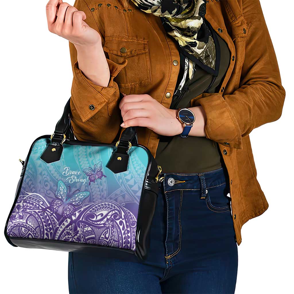 Polynesia Suicide Prevention Month Shoulder Handbag Butterfly Purple And Teal Ribbon Tomorrow Needs You