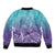 Polynesia Suicide Prevention Month Sleeve Zip Bomber Jacket Butterfly Purple And Teal Ribbon Tomorrow Needs You