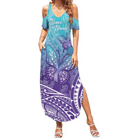 Polynesia Suicide Prevention Month Summer Maxi Dress Butterfly Purple And Teal Ribbon Tomorrow Needs You LT14 Women Teal - Polynesian Pride