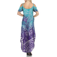Polynesia Suicide Prevention Month Summer Maxi Dress Butterfly Purple And Teal Ribbon Tomorrow Needs You LT14 - Polynesian Pride