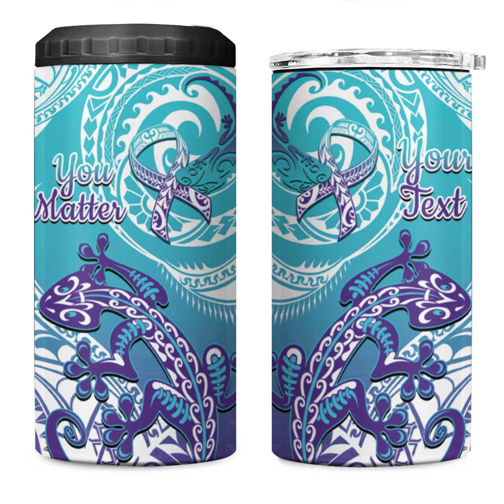 Personalised New Zealand Suicide Prevention Month 4 in 1 Can Cooler Tumbler You Matter NZ Fern With Maori Koru Lizard LT14 One Size: 16 oz Teal - Polynesian Pride