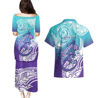 Personalised New Zealand Suicide Prevention Month Couples Matching Puletasi and Hawaiian Shirt You Matter NZ Fern With Maori Koru Lizard