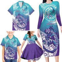 Personalised New Zealand Suicide Prevention Month Family Matching Long Sleeve Bodycon Dress and Hawaiian Shirt You Matter NZ Fern With Maori Koru Lizard LT14 - Polynesian Pride