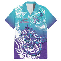 Personalised New Zealand Suicide Prevention Month Family Matching Long Sleeve Bodycon Dress and Hawaiian Shirt You Matter NZ Fern With Maori Koru Lizard LT14 Dad's Shirt - Short Sleeve Teal - Polynesian Pride