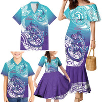 Personalised New Zealand Suicide Prevention Month Family Matching Mermaid Dress and Hawaiian Shirt You Matter NZ Fern With Maori Koru Lizard LT14 - Polynesian Pride
