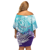 Personalised New Zealand Suicide Prevention Month Family Matching Off Shoulder Short Dress and Hawaiian Shirt You Matter NZ Fern With Maori Koru Lizard LT14 - Polynesian Pride