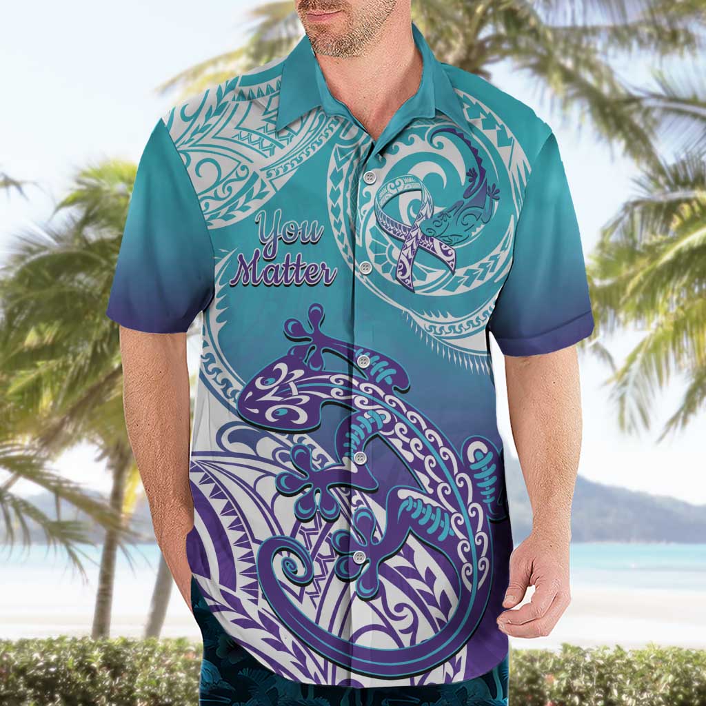 Personalised New Zealand Suicide Prevention Month Hawaiian Shirt You Matter NZ Fern With Maori Koru Lizard LT14 - Polynesian Pride