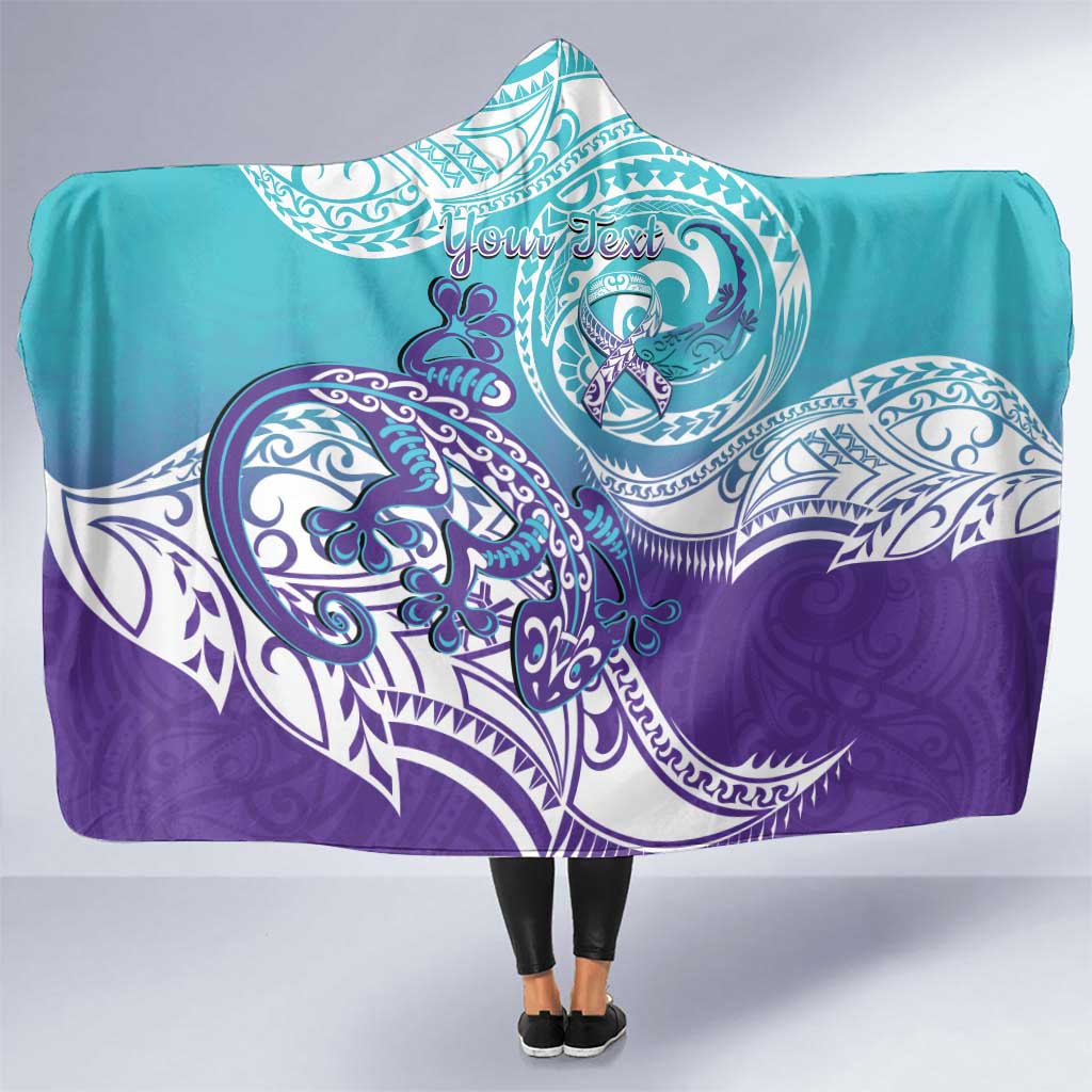 Personalised New Zealand Suicide Prevention Month Hooded Blanket You Matter NZ Fern With Maori Koru Lizard LT14 One Size Teal - Polynesian Pride