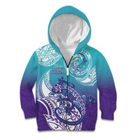 Personalised New Zealand Suicide Prevention Month Kid Hoodie You Matter NZ Fern With Maori Koru Lizard LT14 Zip Hoodie Teal - Polynesian Pride