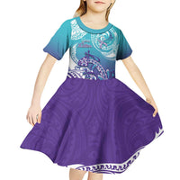 Personalised New Zealand Suicide Prevention Month Kid Short Sleeve Dress You Matter NZ Fern With Maori Koru Lizard LT14 - Polynesian Pride