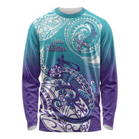 Personalised New Zealand Suicide Prevention Month Long Sleeve Shirt You Matter NZ Fern With Maori Koru Lizard LT14 Unisex Teal - Polynesian Pride