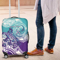 Personalised New Zealand Suicide Prevention Month Luggage Cover You Matter NZ Fern With Maori Koru Lizard LT14 Teal - Polynesian Pride