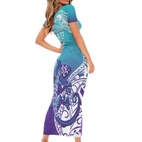 Personalised New Zealand Suicide Prevention Month Short Sleeve Bodycon Dress You Matter NZ Fern With Maori Koru Lizard LT14 - Polynesian Pride