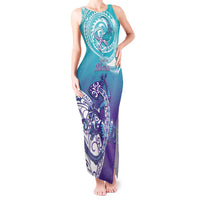 Personalised New Zealand Suicide Prevention Month Tank Maxi Dress You Matter NZ Fern With Maori Koru Lizard LT14 Women Teal - Polynesian Pride