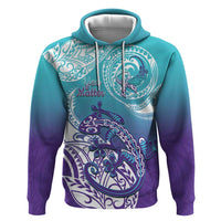 Personalised New Zealand Suicide Prevention Month Zip Hoodie You Matter NZ Fern With Maori Koru Lizard LT14 Pullover Hoodie Teal - Polynesian Pride