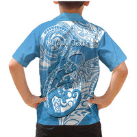 Personalised New Zealand Autism Awareness Family Matching Mermaid Dress and Hawaiian Shirt NZ Fern With Maori Koru Lizard LT14 - Polynesian Pride