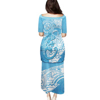 Personalised New Zealand Autism Awareness Family Matching Puletasi and Hawaiian Shirt NZ Fern With Maori Koru Lizard LT14 - Polynesian Pride