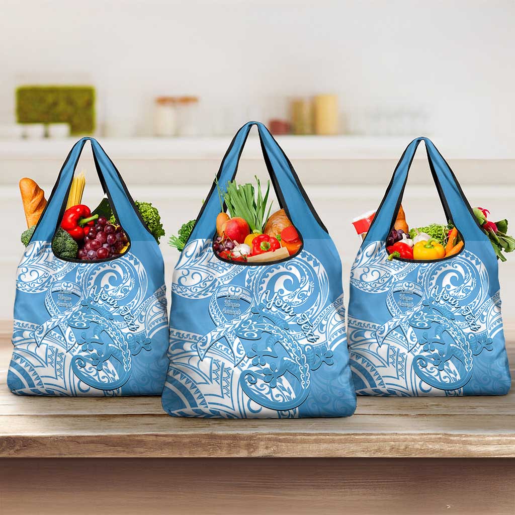 Personalised New Zealand Autism Awareness Grocery Bag NZ Fern With Maori Koru Lizard