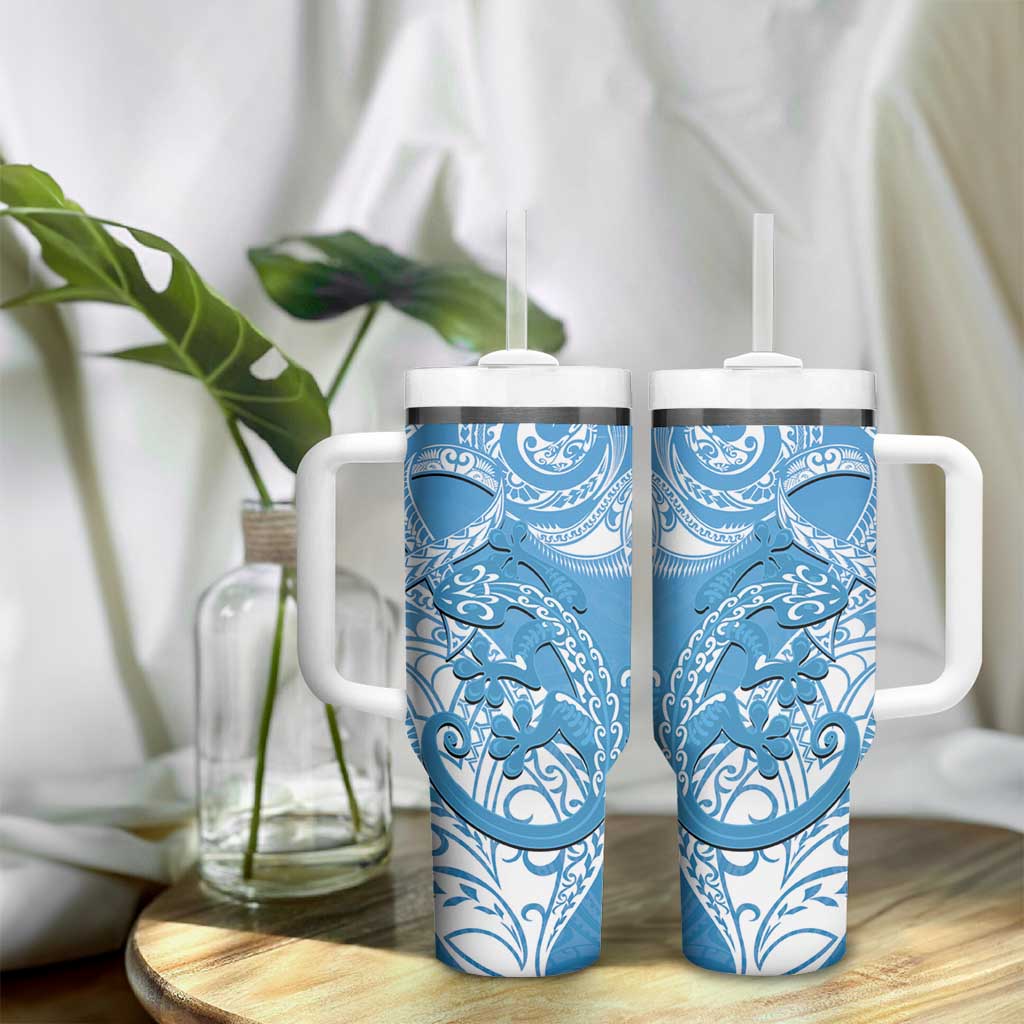 New Zealand Autism Awareness Tumbler With Handle NZ Fern With Maori Koru Lizard